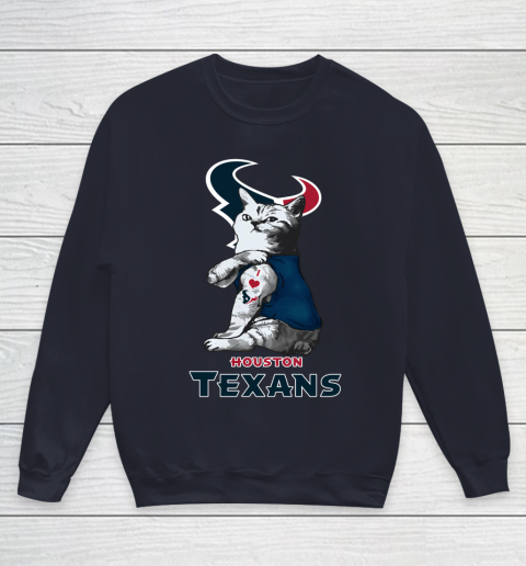 NFL Football My Cat Loves Houston Texans Youth Sweatshirt 2