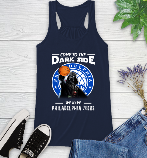 NBA Come To The Dark Side We Have Philadelphia 76ers Star Wars Darth Vader Basketball Racerback Tank 10