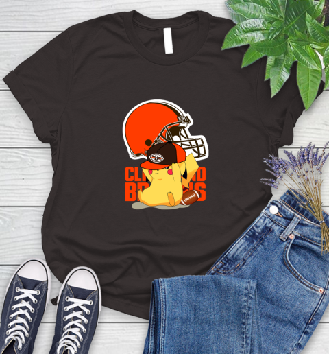 NFL Pikachu Football Sports Cleveland Browns Women's T-Shirt 8