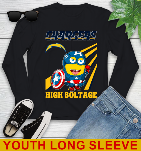 NFL Football Los Angeles Chargers Captain America Marvel Avengers Minion Shirt Youth Long Sleeve