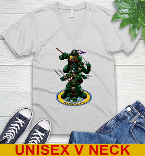 NBA Basketball Denver Nuggets Teenage Mutant Ninja Turtles Shirt V-Neck T-Shirt