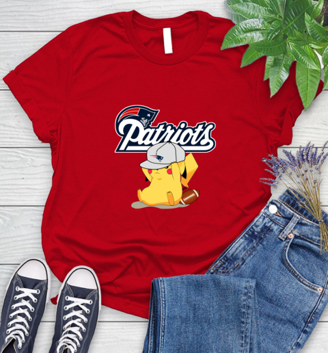 NFL Pikachu Football Sports New England Patriots Women's T-Shirt 9