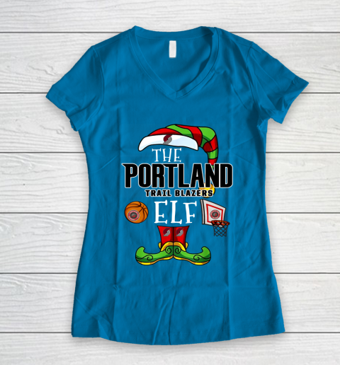 Portland Trail Blazers Christmas ELF Funny NBA Women's V-Neck T-Shirt 5