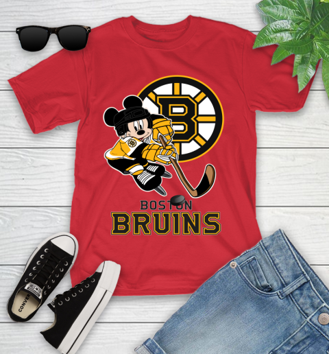 NHL Boston Bruins Mickey Mouse Disney Hockey T Shirt Youth T-Shirt 10