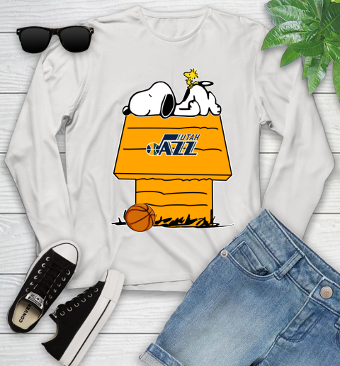 Utah Jazz NBA Basketball Snoopy Woodstock The Peanuts Movie Youth Long Sleeve