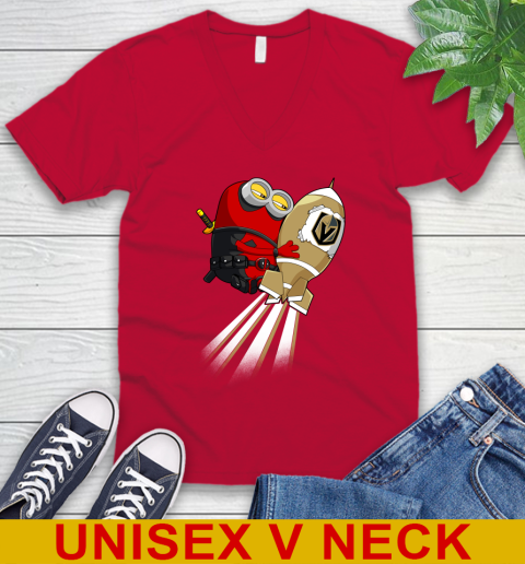 NHL Hockey Vegas Golden Knights Deadpool Minion Marvel Shirt V-Neck T-Shirt 6