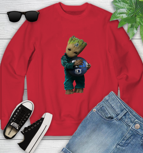 NBA Groot Guardians Of The Galaxy Basketball Sports Dallas Mavericks Youth Sweatshirt 9