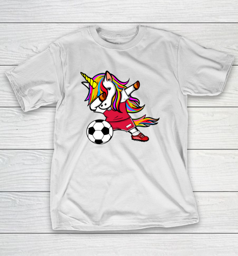 Funny Dabbing Unicorn Poland Football Polish Flag Soccer T-Shirt