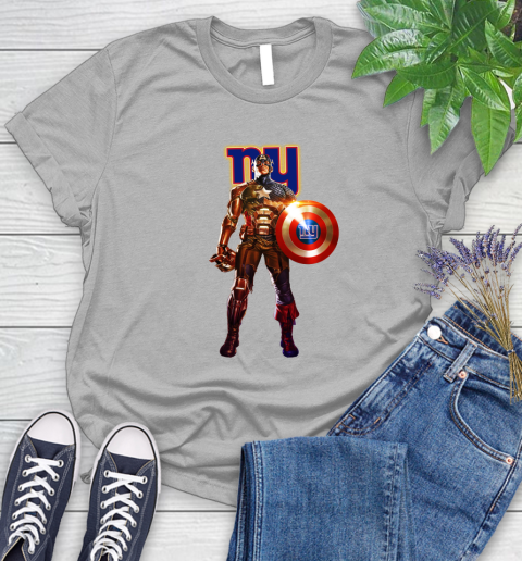 NFL Captain America Marvel Avengers Endgame Football Sports New York Giants Women's T-Shirt 5
