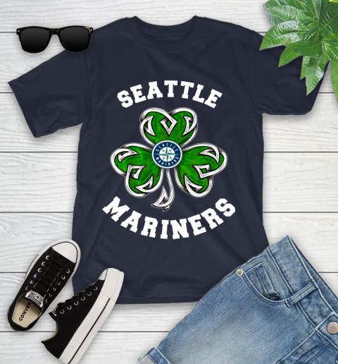 MLB Seattle Mariners Three Leaf Clover St Patrick's Day Baseball Sports Youth T-Shirt 2