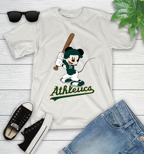 MLB Baseball Oakland Athletics Cheerful Mickey Mouse Shirt Youth T-Shirt 12
