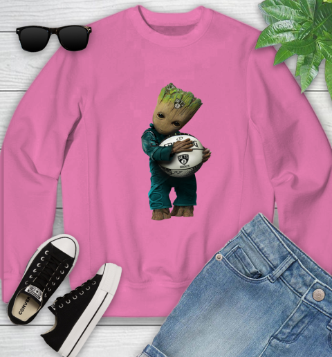 NBA Groot Guardians Of The Galaxy Basketball Sports Brooklyn Nets Youth Sweatshirt 7