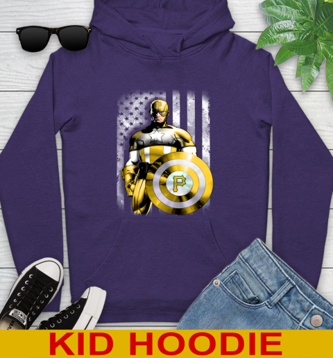 Pittsburgh Pirates MLB Baseball Captain America Marvel Avengers American Flag Shirt Youth Hoodie 5