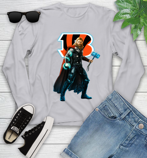 NFL Thor Avengers Endgame Football Cincinnati Bengals Youth Long Sleeve 5