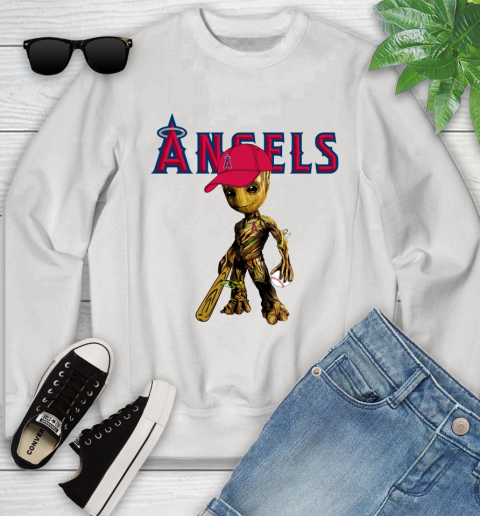 MLB Los Angeles Angels Groot Guardians Of The Galaxy Baseball Youth Sweatshirt