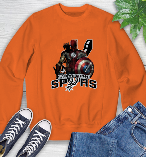 San Antonio Spurs NBA Basketball Captain America Thor Spider Man Hawkeye Avengers Sweatshirt 4