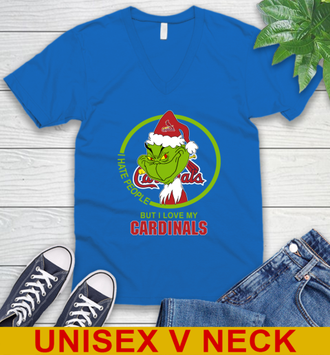 St.Louis Cardinals MLB Christmas Grinch I Hate People But I Love My Favorite Baseball Team V-Neck T-Shirt 6