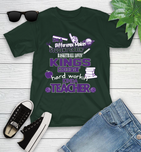 Sacramento Kings NBA I'm A Difference Making Student Caring Basketball Loving Kinda Teacher Youth T-Shirt 5