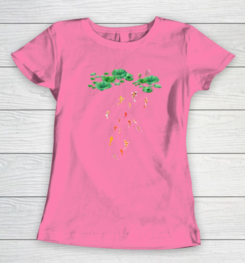 Watercolor Japanese Koi Fish Goldfish Lily Pad Lotus Leaf Beauty Women's T-Shirt 9