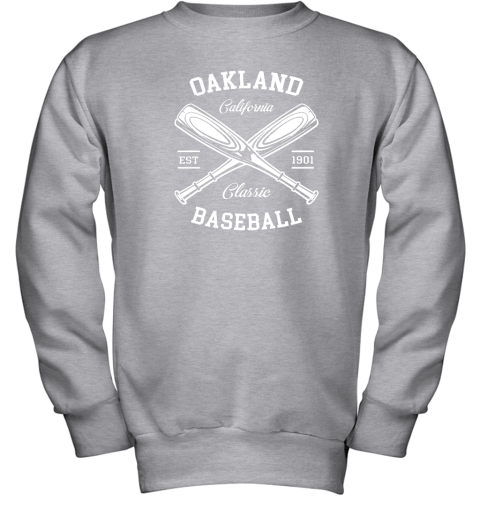 zyhd oakland baseball classic vintage california retro fans gift t youth sweatshirt 47 front sport grey
