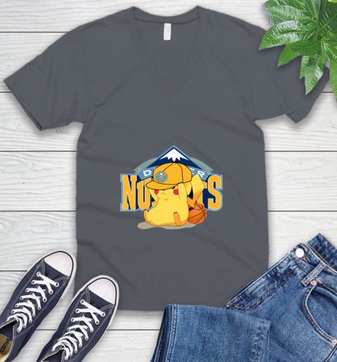 NBA Pikachu Basketball Sports Denver Nuggets V-Neck T-Shirt 5