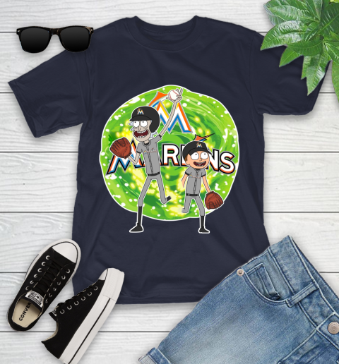MLB Miami Marlins Rick And Morty Baseball Sports Youth T-Shirt 3
