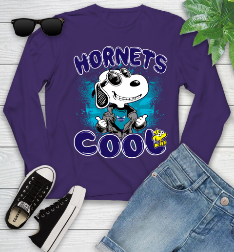 NBA Basketball Charlotte Hornets Cool Snoopy Shirt Youth Long Sleeve 4