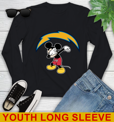 San Diego Chargers NFL Football Dabbing Mickey Disney Sports Youth Long Sleeve 2