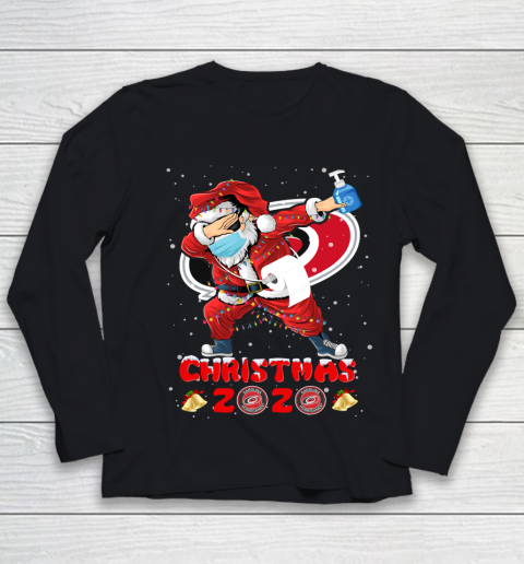 Carolina Hurricanes Funny Santa Claus Dabbing Christmas 2020 NHL Youth Long Sleeve
