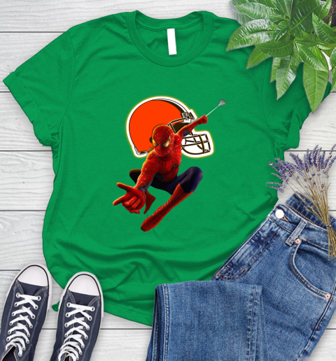 NFL Spider Man Avengers Endgame Football Cleveland Browns Women's T-Shirt 6