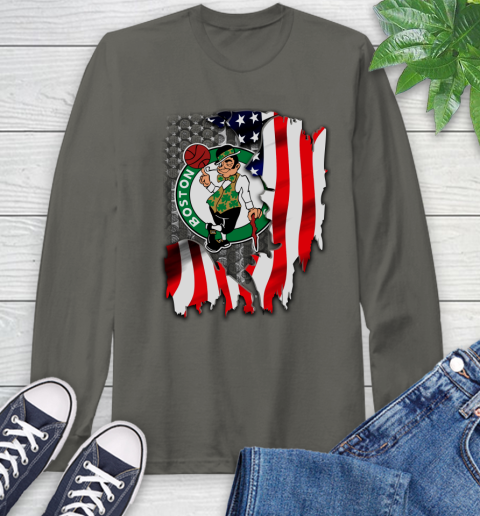 Boston Celtics NBA Basketball American Flag Long Sleeve T-Shirt 9