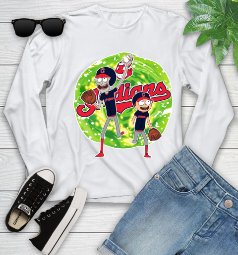 MLB Cleveland Indians Rick And Morty Baseball Sports Youth Long Sleeve