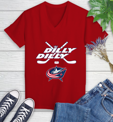 NHL Columbus Blue Jackets Dilly Dilly Hockey Sports Women's V-Neck T-Shirt 12