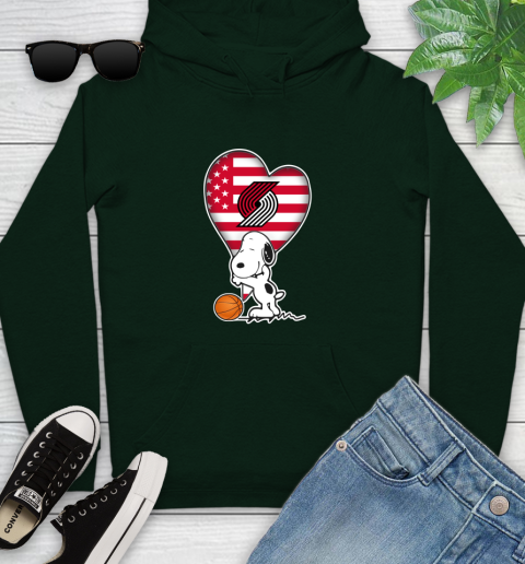 Portland Trail Blazers NBA Basketball The Peanuts Movie Adorable Snoopy Youth Hoodie 13
