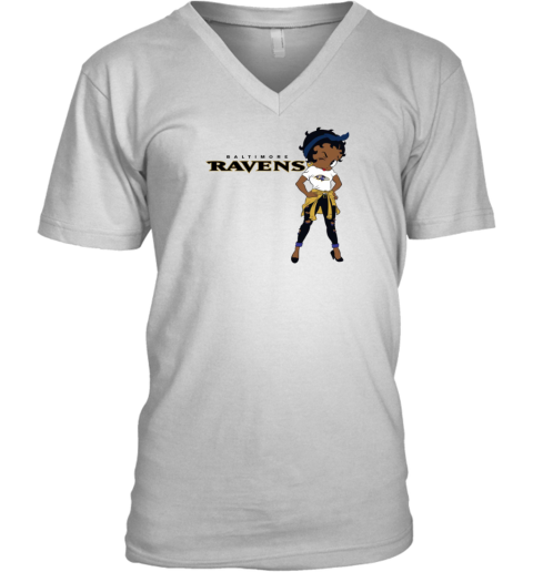 Betty Boop Baltimore Ravens V-Neck T-Shirt