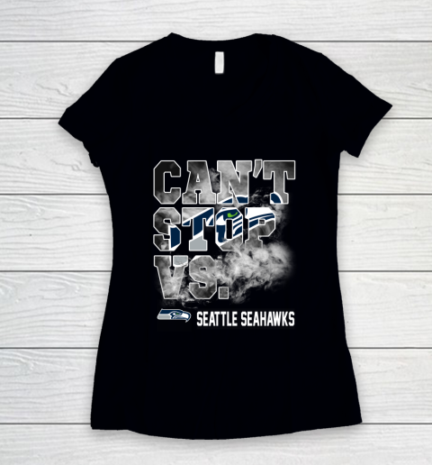 NFL Seattle Seahawks Can't Stop Vs Women's V-Neck T-Shirt