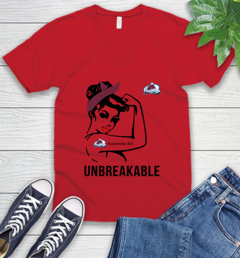 NHL Colorado Avalanche Girl Unbreakable Hockey Sports V-Neck T-Shirt 4