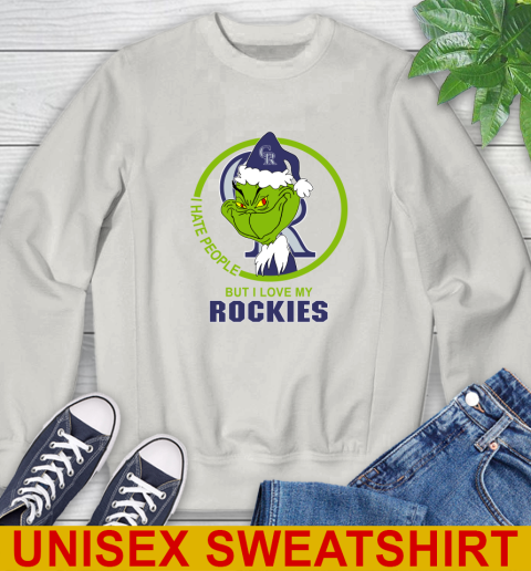 Colorado Rockies MLB Christmas Grinch I Hate People But I Love My Favorite Baseball Team Sweatshirt 12
