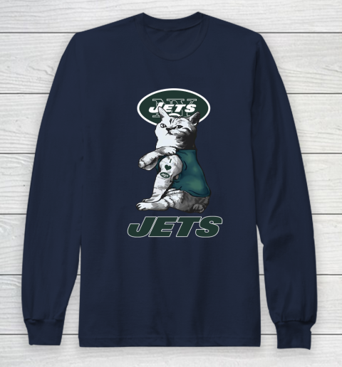 NFL Football My Cat Loves New York Jets Long Sleeve T-Shirt - Image 3