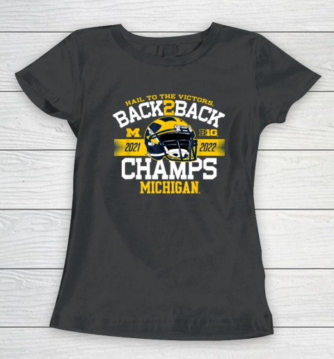 Michigan Wolverines Big Ten Champs 2022 Hail Navy Women's T-Shirt