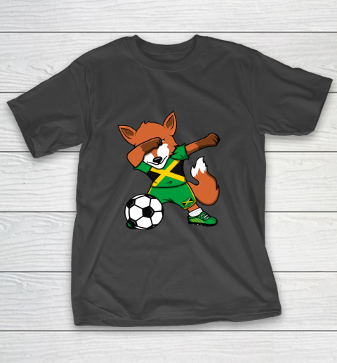 Dabbing Fox Jamaica Soccer Fans Jersey Jamaican Football Fan T-Shirt 2