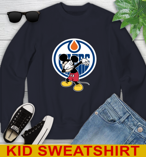 Edmonton Oilers NHL Hockey Dabbing Mickey Disney Sports Youth Sweatshirt 3
