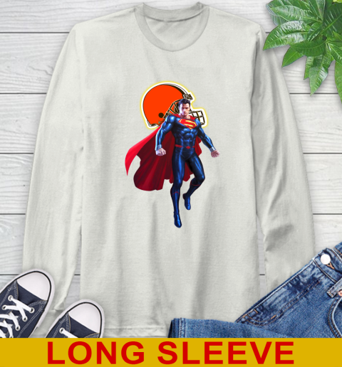 NFL Superman DC Sports Football Cleveland Browns Long Sleeve T-Shirt 12