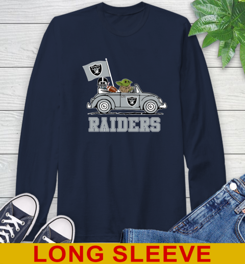 NFL Football Oakland Raiders Darth Vader Baby Yoda Driving Star Wars Shirt Long Sleeve T-Shirt 4