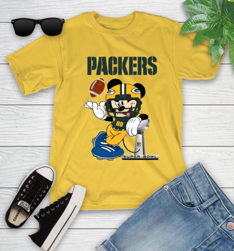 NFL Green Bay Packers Mickey Mouse Disney Super Bowl Football T Shirt Youth T-Shirt 8