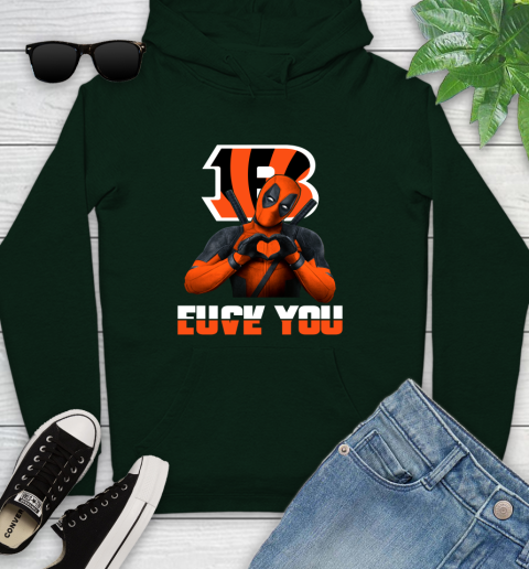 NHL Cincinnati Bengals Deadpool Love You Fuck You Football Sports Youth Hoodie 14