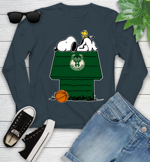 Milwaukee Bucks NBA Basketball Snoopy Woodstock The Peanuts Movie Youth Long Sleeve 8