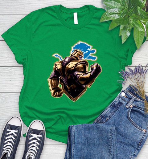 NFL Thanos Avengers Endgame Football Sports Detroit Lions Women's T-Shirt 6
