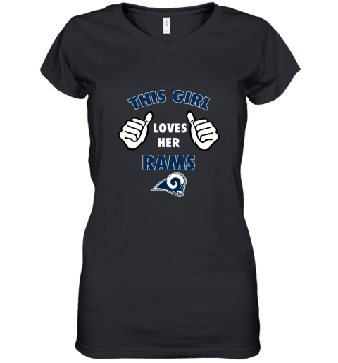 This Guy Loves His Los Angeles Rams Women's V-Neck T-Shirt