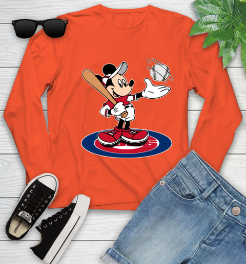 MLB Baseball Chicago Cubs Cheerful Mickey Disney Shirt Youth Long Sleeve 4